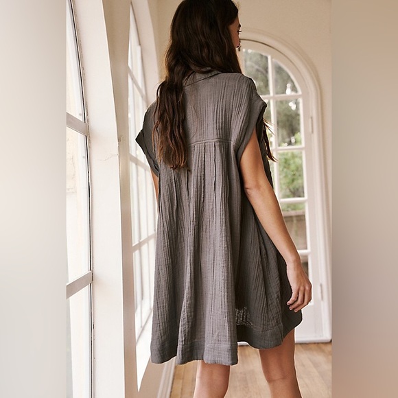 FREE PEOPLE NOT SO BASIC SHIRTDRESS BUTTON UP TUNIC IN BLACK SIZE XS - Picture 2 of 12